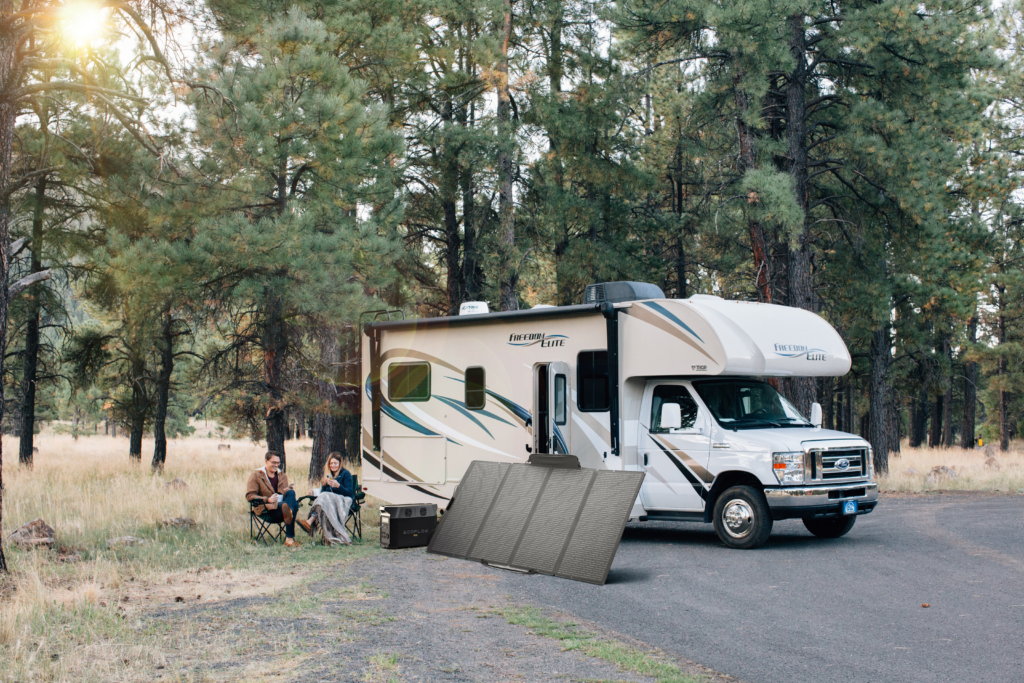 EcoFlow solar panels and portable power stations integrate solar power for camper or RV