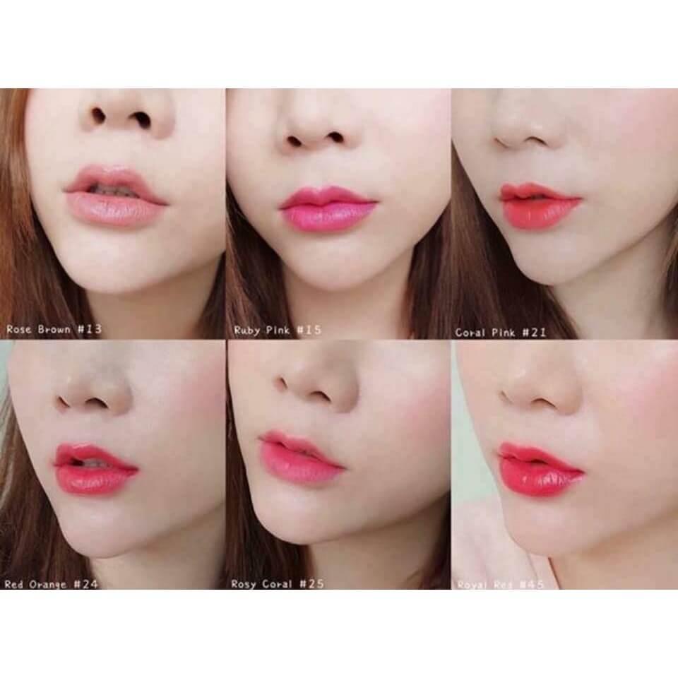 Hình ảnh bảng màu son whoo mi luxury lip rouge lên môi