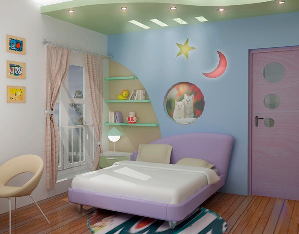 Tường thạch cao thiết kế cách điệu cho không gian phòng ngủ
