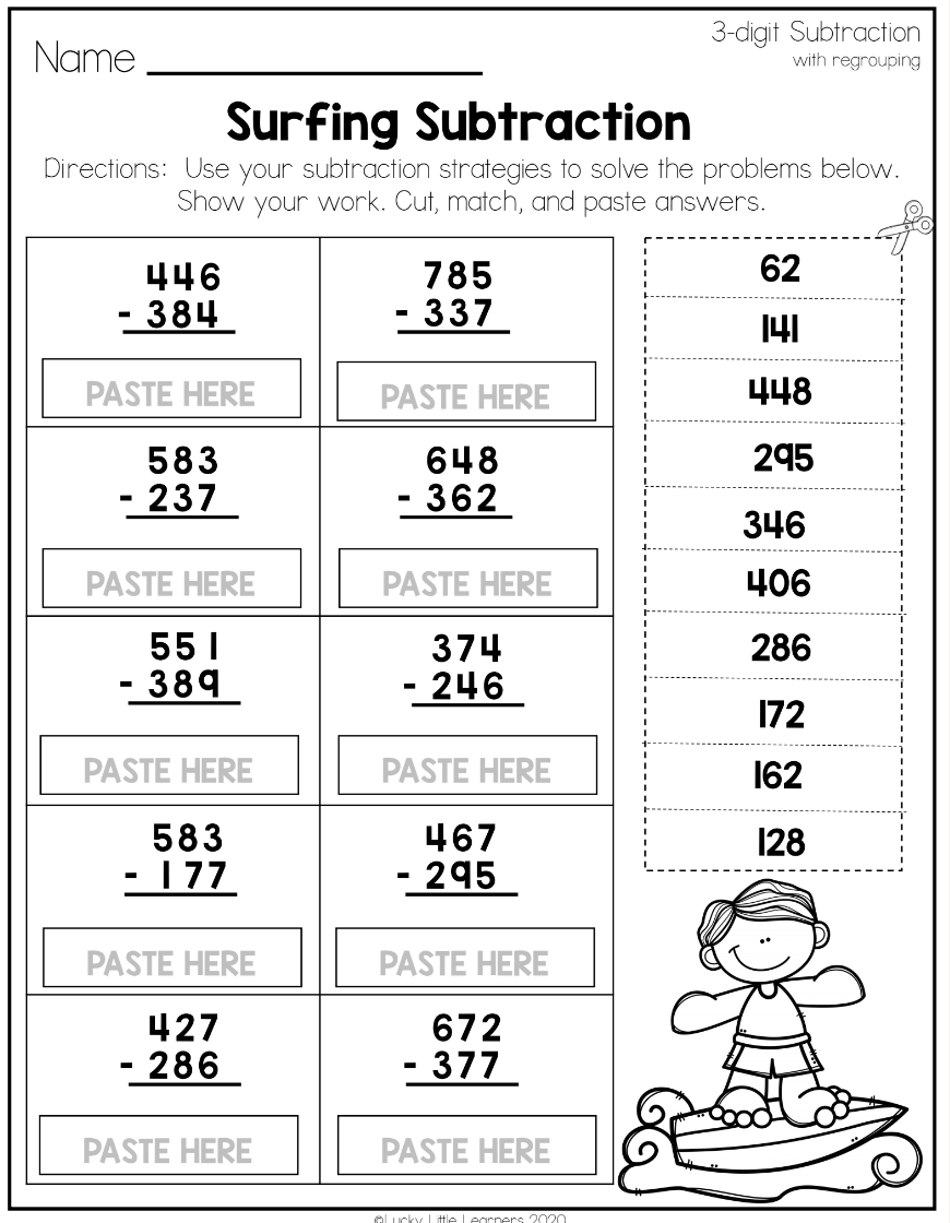 subtracting-across-zeros-worksheet-grade