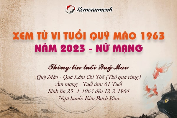 Xem tử vi tuổi Quý Mão 1963 nữ mạng năm 2023  