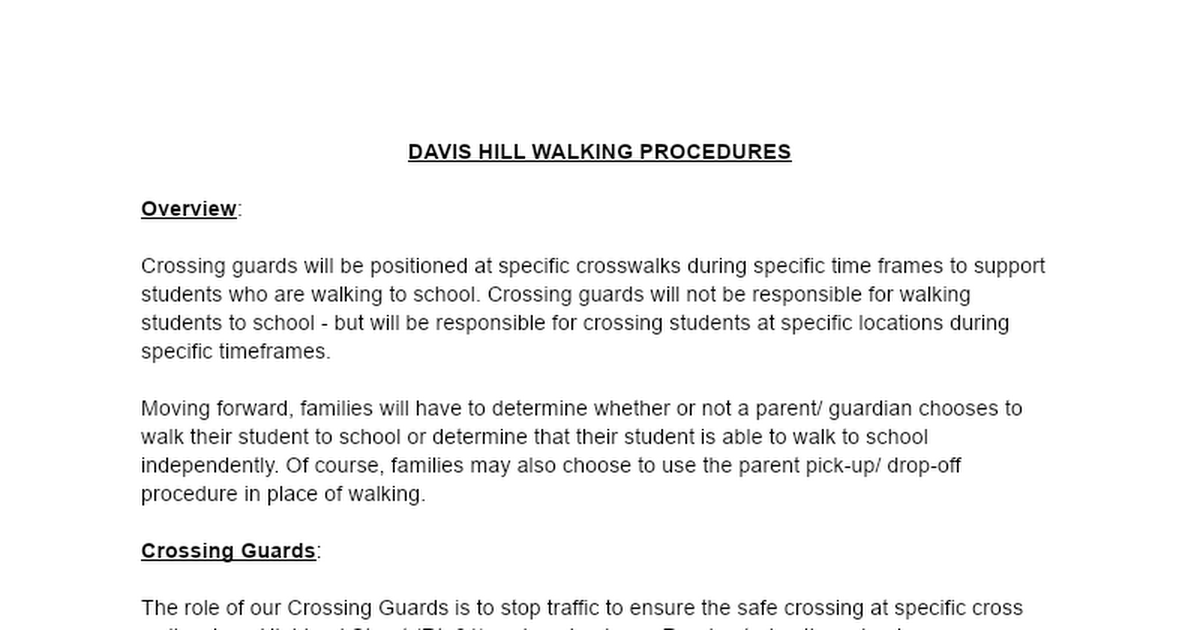 Davis Hill Walking Line Procedures 20-21