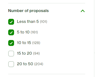 number of proposals Upwork