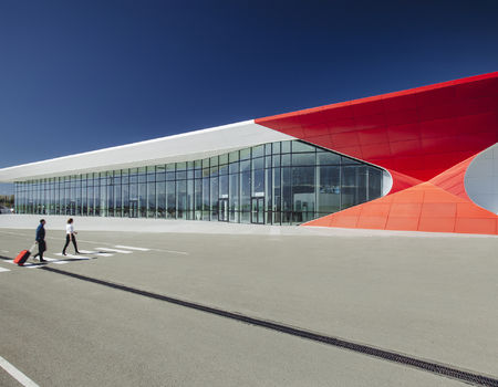 The emphasis of the Red Facade at the Kutaisi International Airport, Georgia