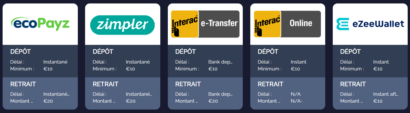 Méthodes de dépôt et de retrait Monte Cryptos Casino