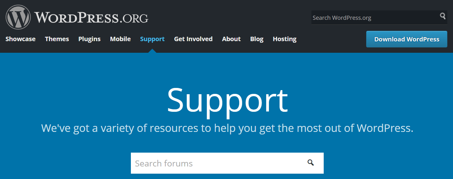 Os fóruns oficiais de suporte do WordPress.