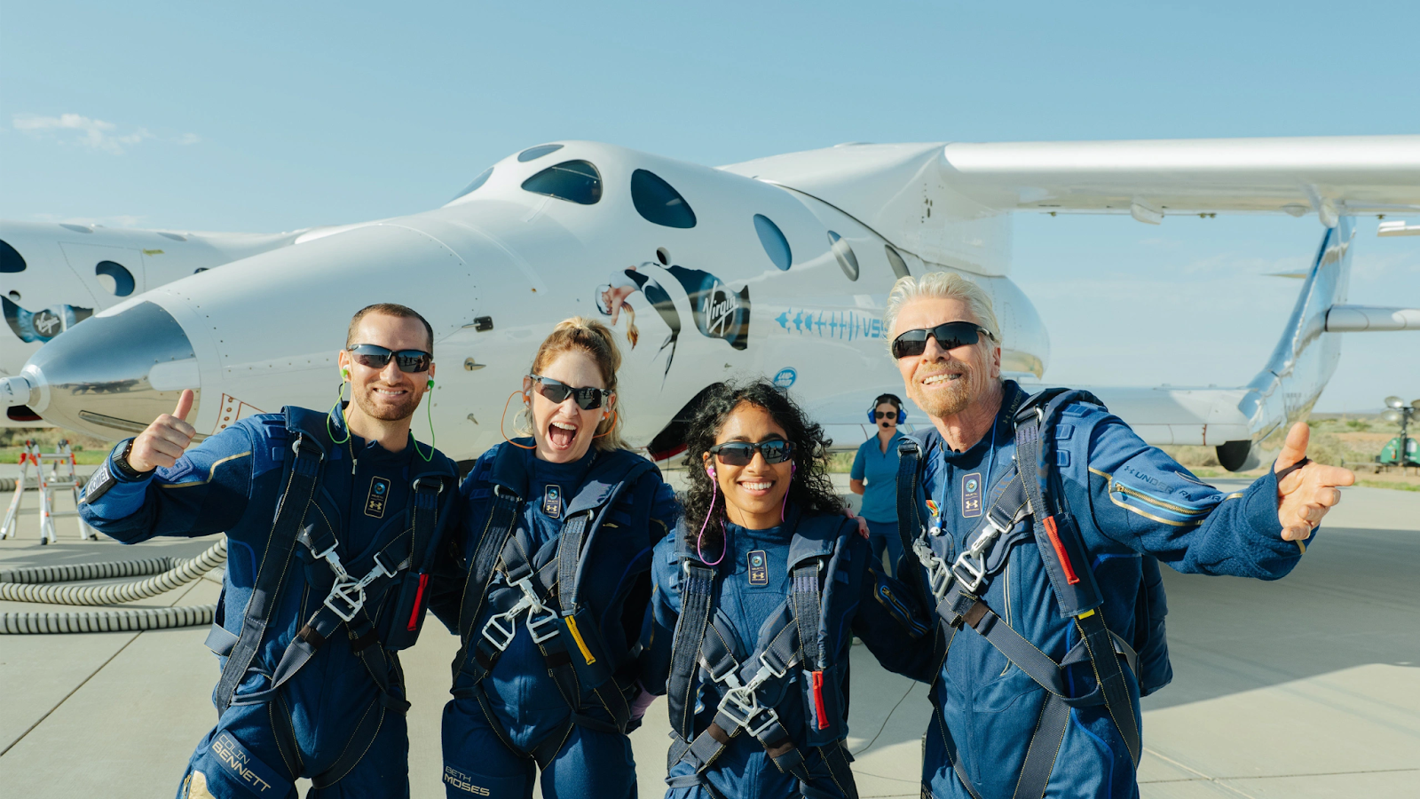 Richard Branson along with 4 other crew members and passengers travelled to space.