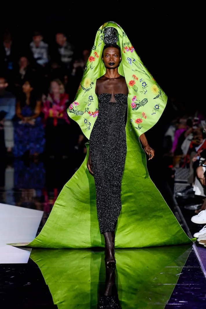 A model strut her stuff on the runway during  Paris Haute Couture Week 2023