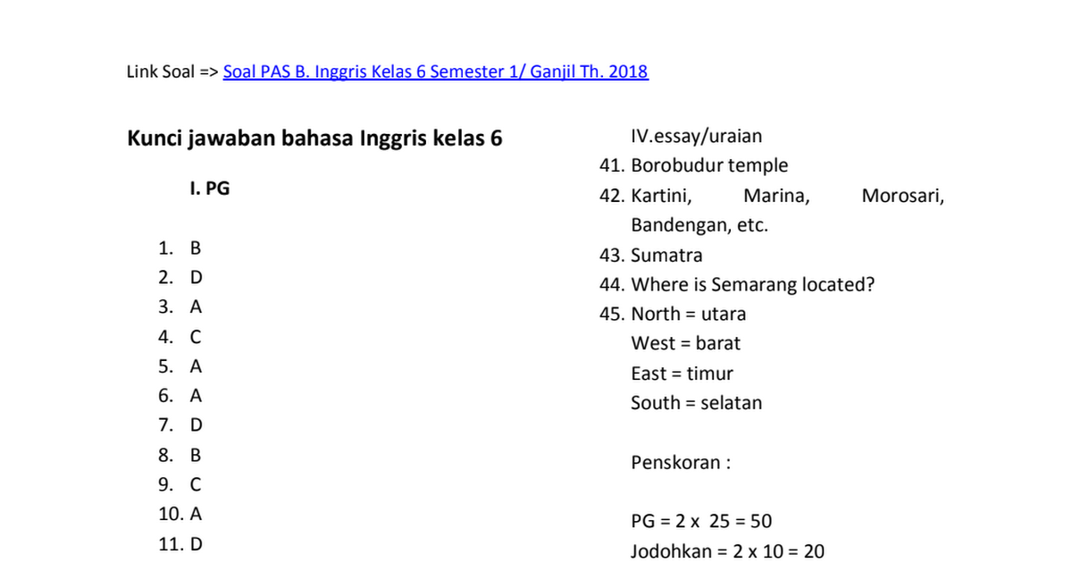 Kunci Jawaban Bahasa Inggris Kelas 6 Pdf Google Drive