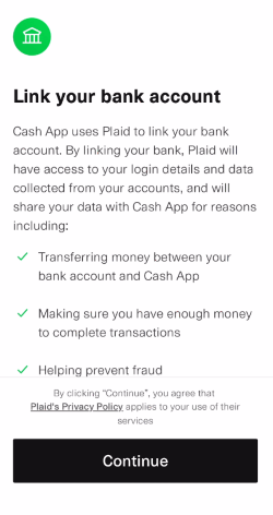 View of how to add money to Cash App card by linking a bank account. 
