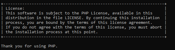 Mensagem de sucesso na configuração do PHP