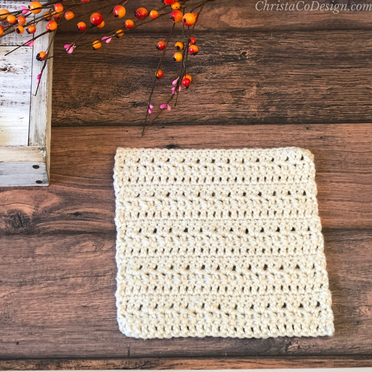 Easy Kitchen Dish Towel With Loop Crochet Pattern - ChristaCoDesign