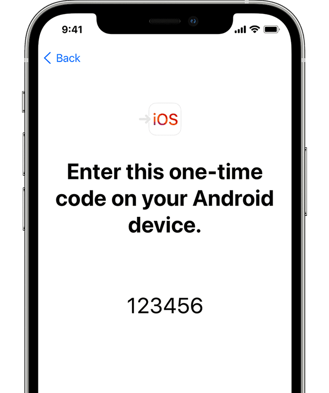 One time pin on iOS for transfer to Android