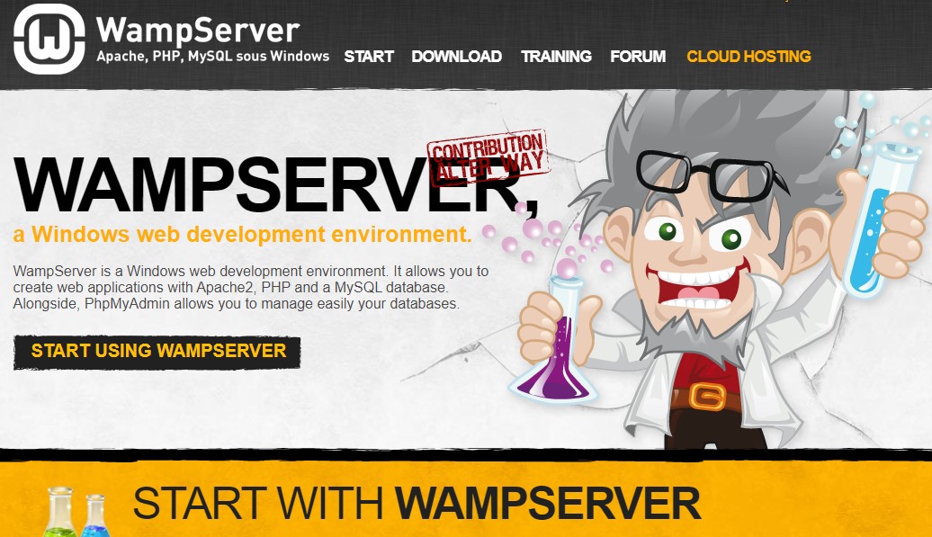 página inicial do site WampServer
