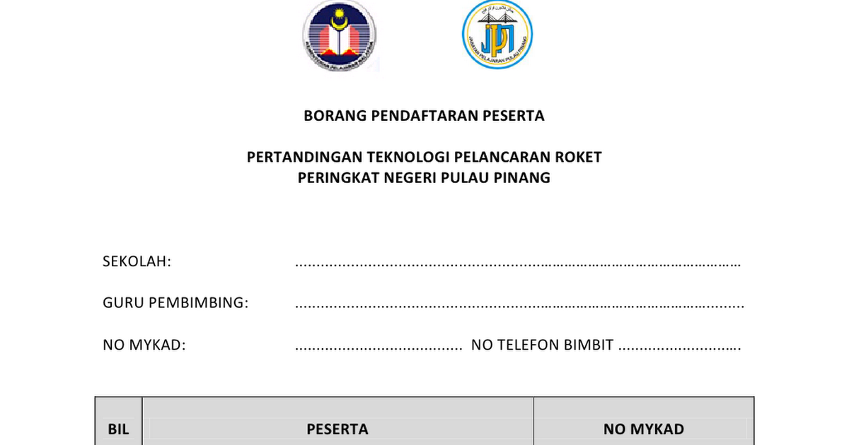 Borang Pendaftaran Peserta Pdf Google Drive