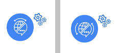 L'icône évolue : mode "original" à gauche, mode "traduit" à droite