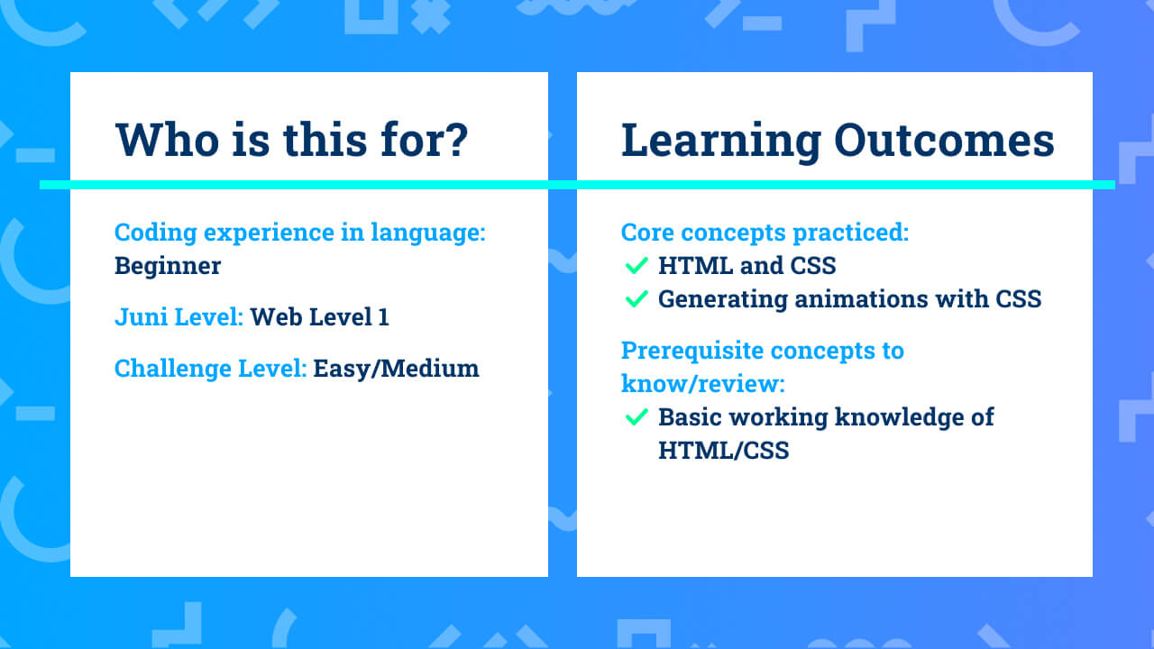 The learning outcomes for beginner Web Development coding project Spinning Sushi Emoji.