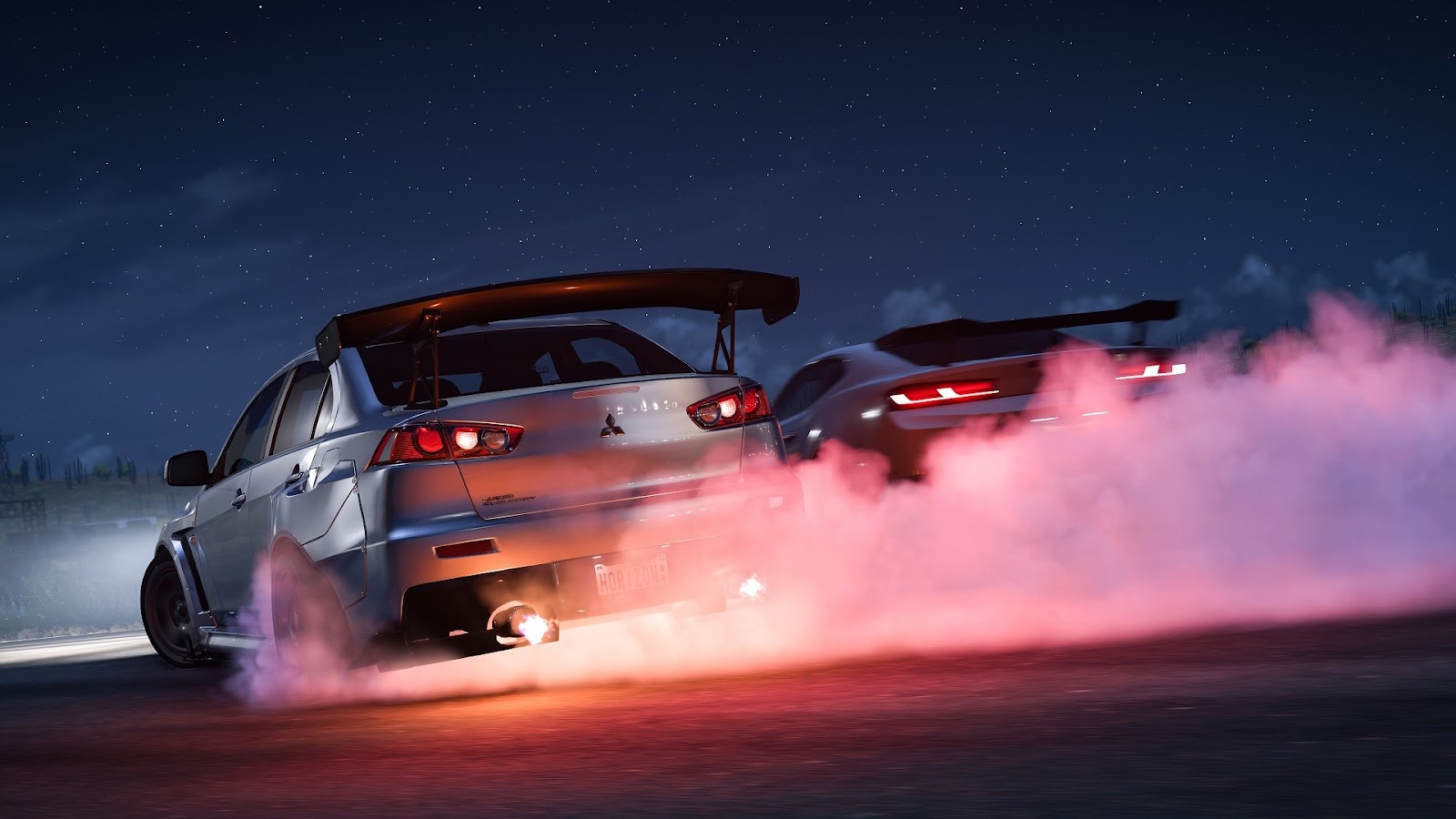 Picture from a night racing event in Forza Horizon 5