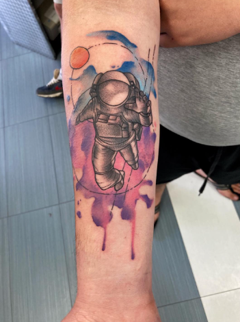 Blue & Purple Astronaut Tattoo