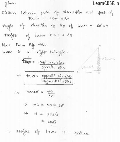 RD-Sharma-class 10-maths-Solutions-chapter 12 - Applications of Trigonometry -Exercise 12.1 -Question-1