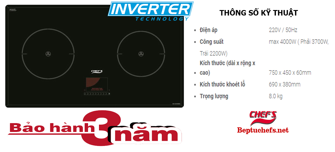  Chefs EH-DIH 890 ứng dụng công nghệ Inverter ưu việt