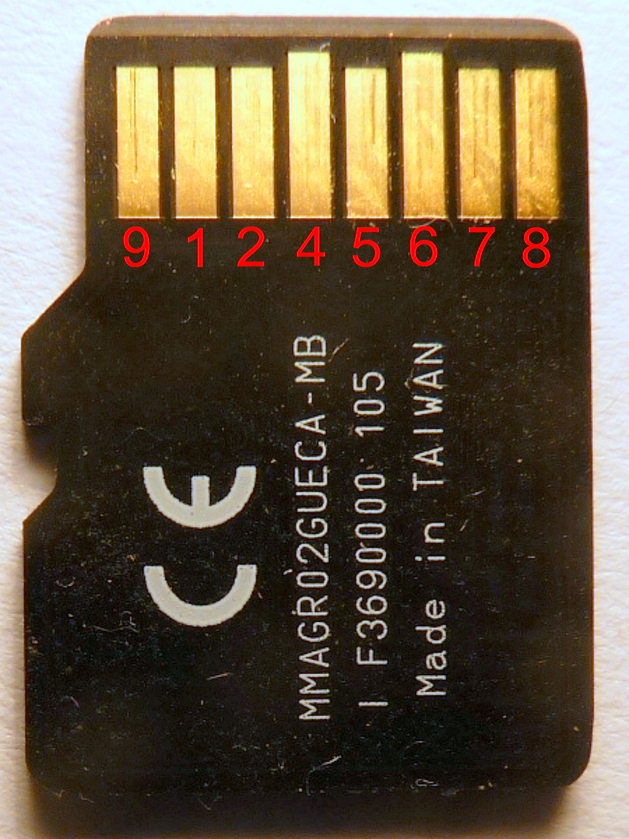  A micro SD card pinout