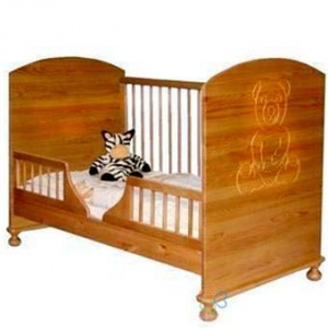 Giường cũi teddy gỗ màu tự nhiên cho bé