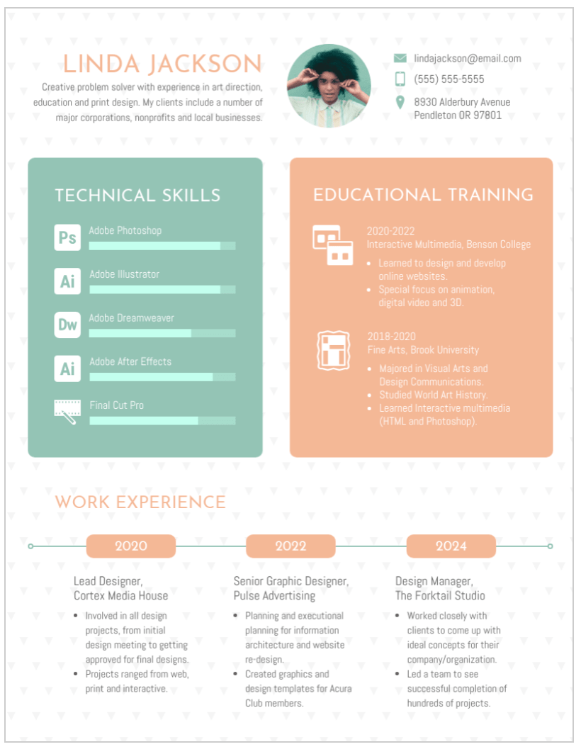 Template for an infographic resume