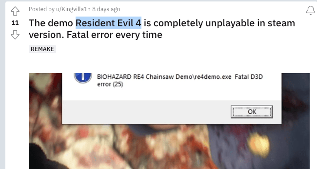 Resident Evil 4 Fatal Error D3D On steam