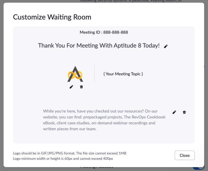 Zoom Customize Waiting Room 