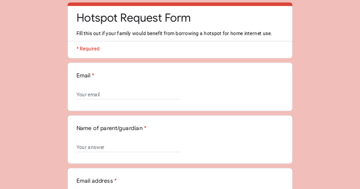 Hotspot Request Form