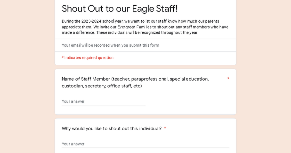 Shout Out to our Eagle Staff!