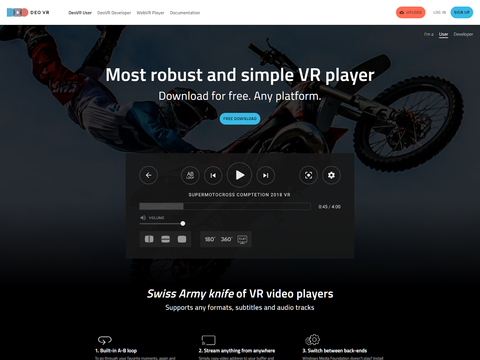 DeoVR video player webpage