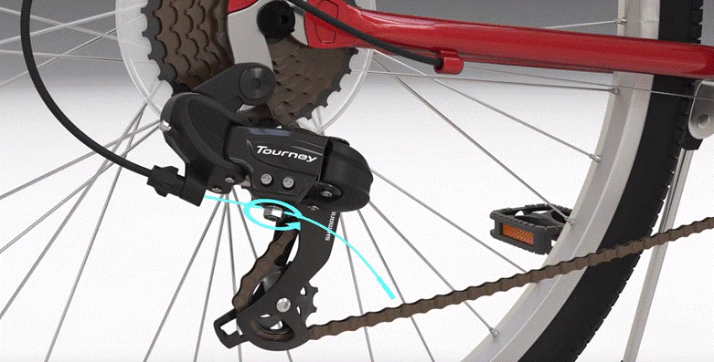 If the rear derailleur is loose, it will affect the mountain bike chain’s tension negatively and should be tightened.