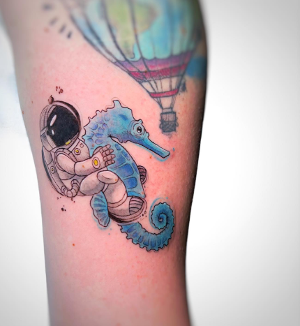 SeaHorse Astronaut Tattoo