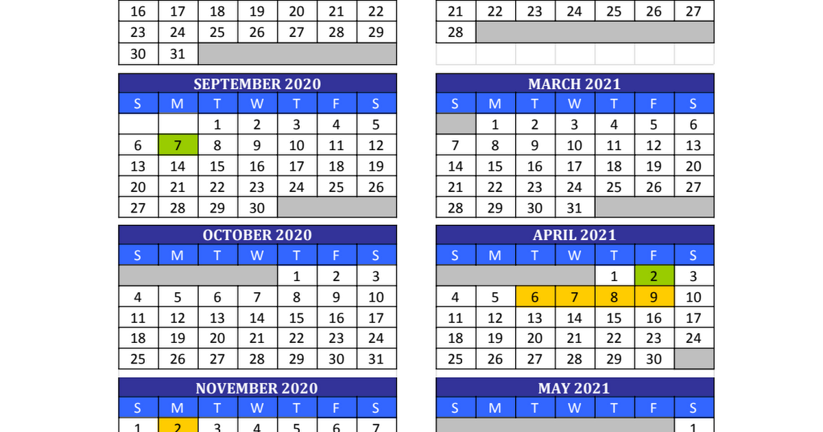 Copy of Custodian Work Calendar 2020-21 - Google Sheets