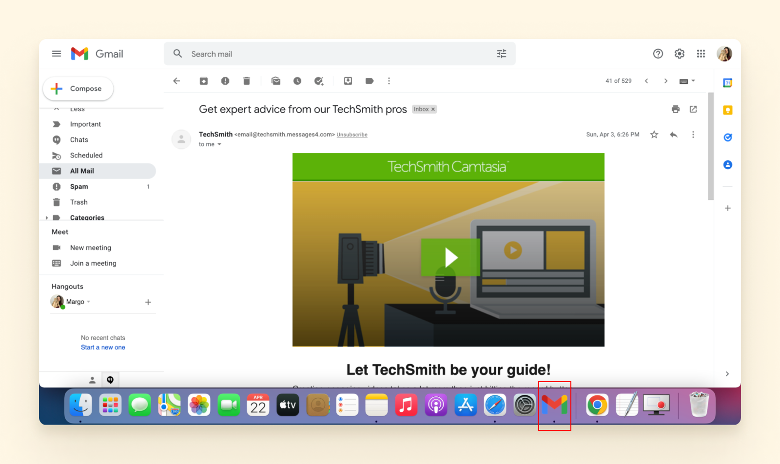 Gmail shortcut in Dock on Mac