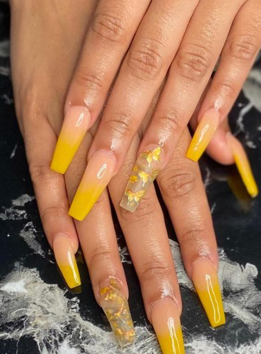 Summer Shines ombre coffin nails