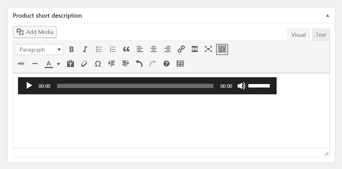 Descrição resumida do WooCommerce Media Player