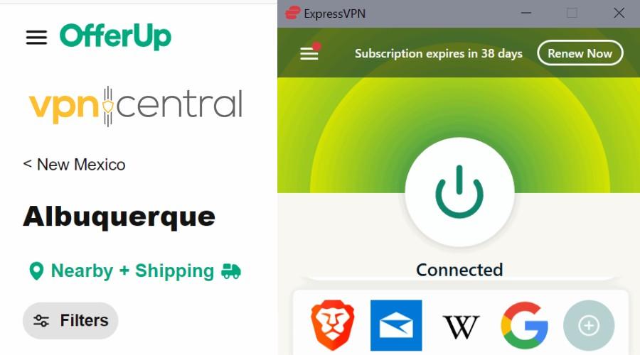 offerup unblocked with expressvpn new mexico location