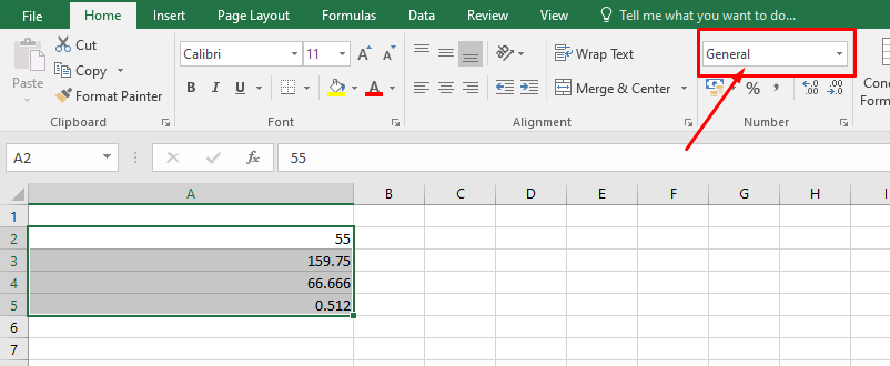 Change formatting of numbers in Excel