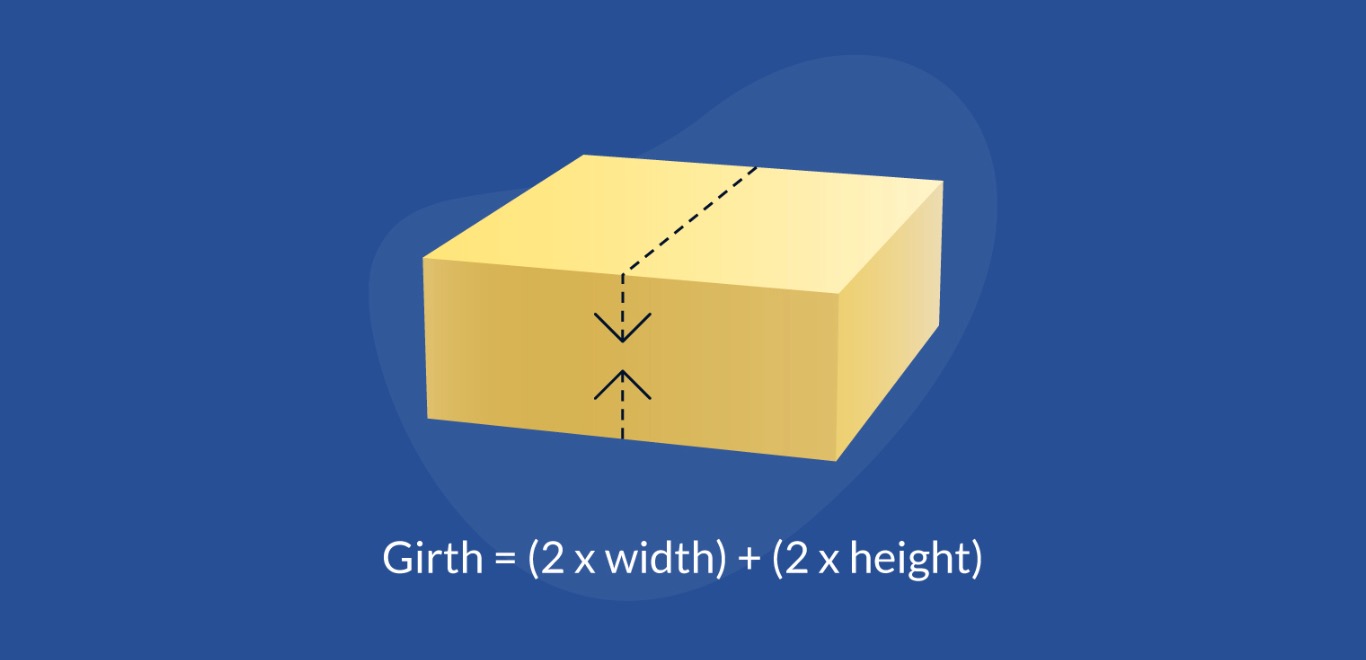 The girth of your shipment is 2 x width + 2 x height 