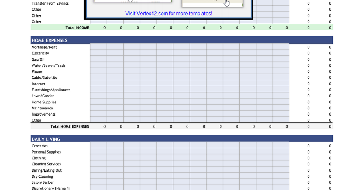 Family budget planner Google Sheets