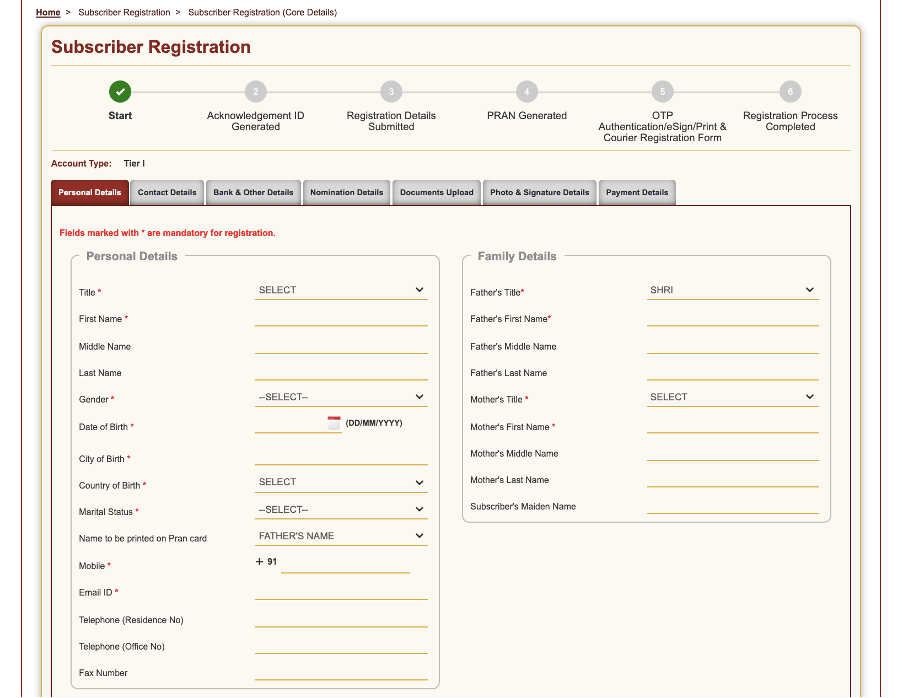 Subscriber registration - Personal Details 3