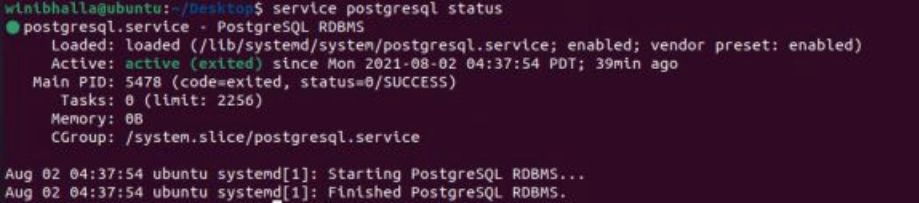 Проверьте статус PostgreSQL