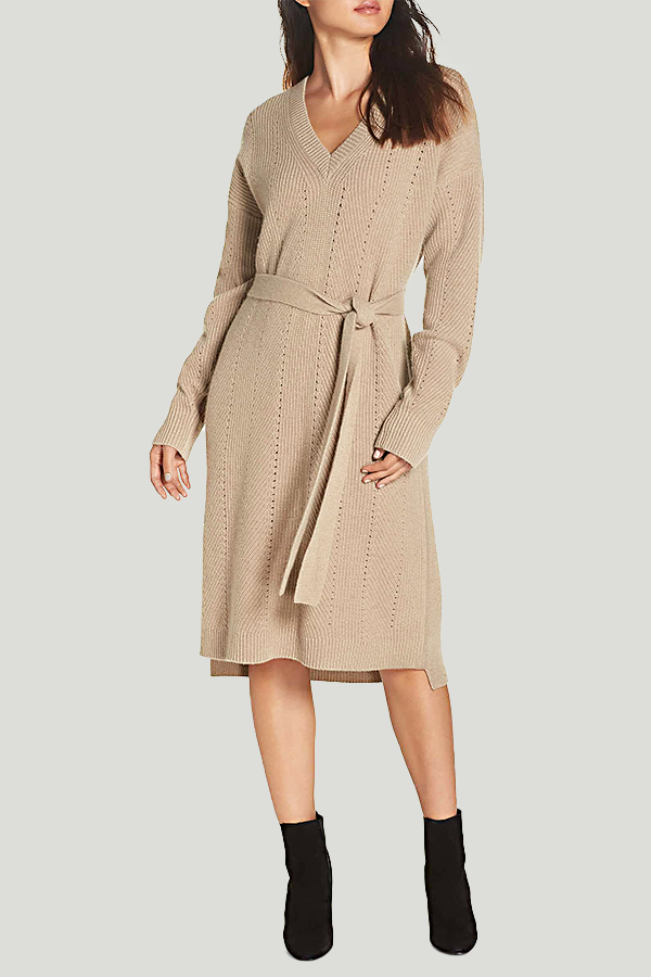 caara camel sweater dress