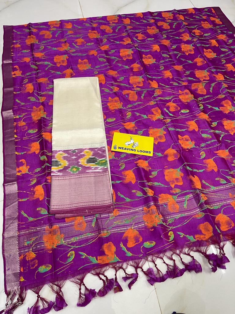 Cotton by pure pattu mangalagiri handloom top and dupatta