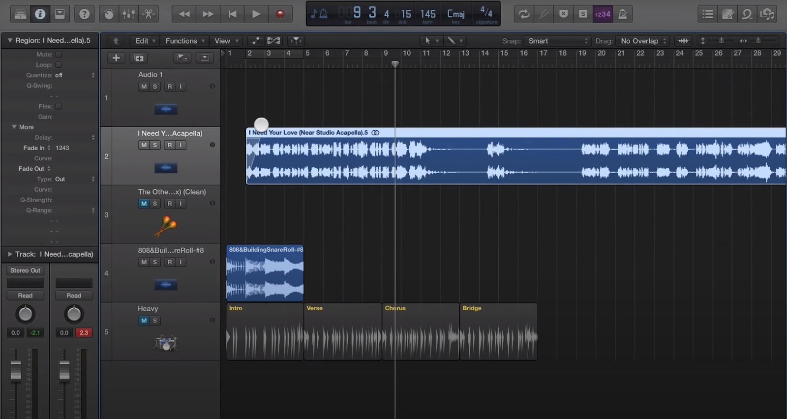 audio editing in Apple's Logix Pro X