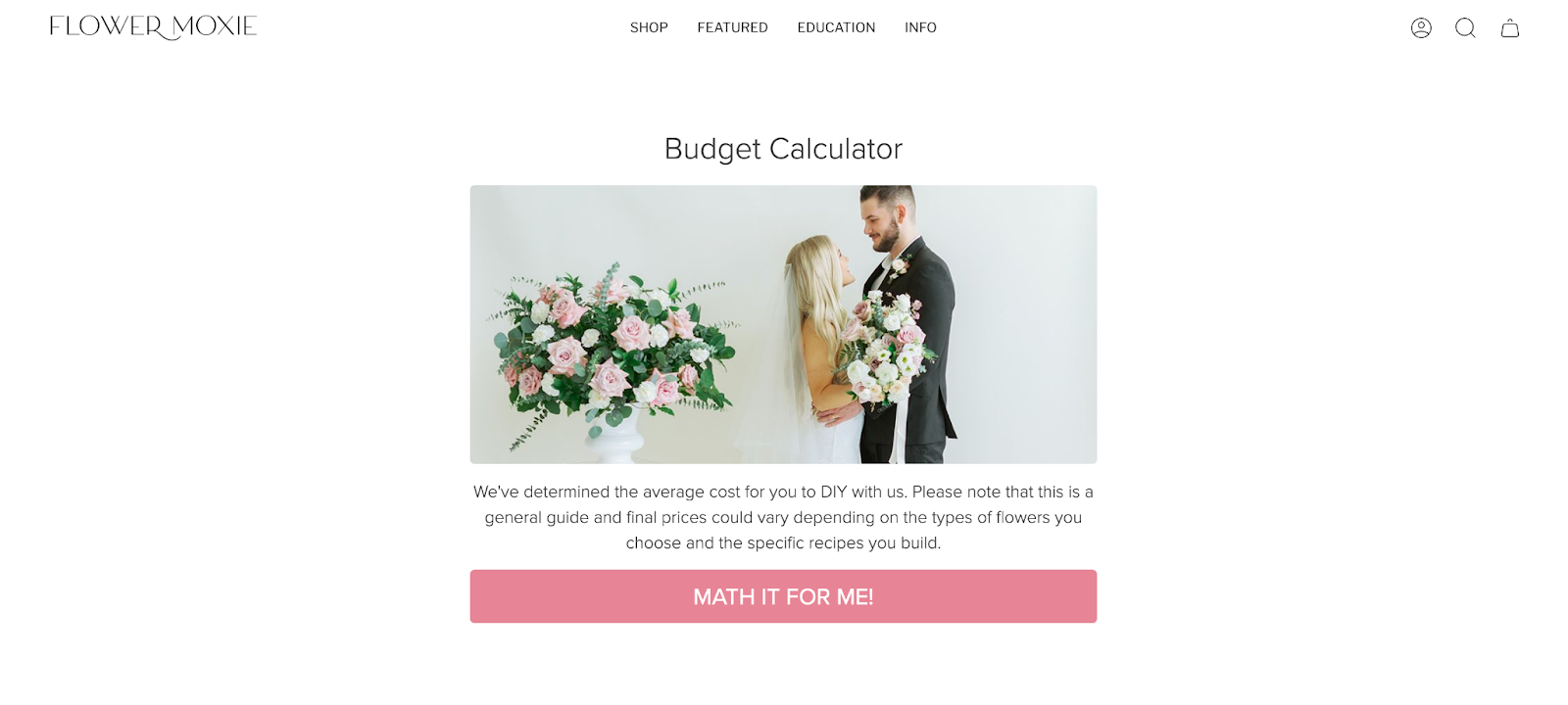 Flower Moxie's budget calculator quiz cover page