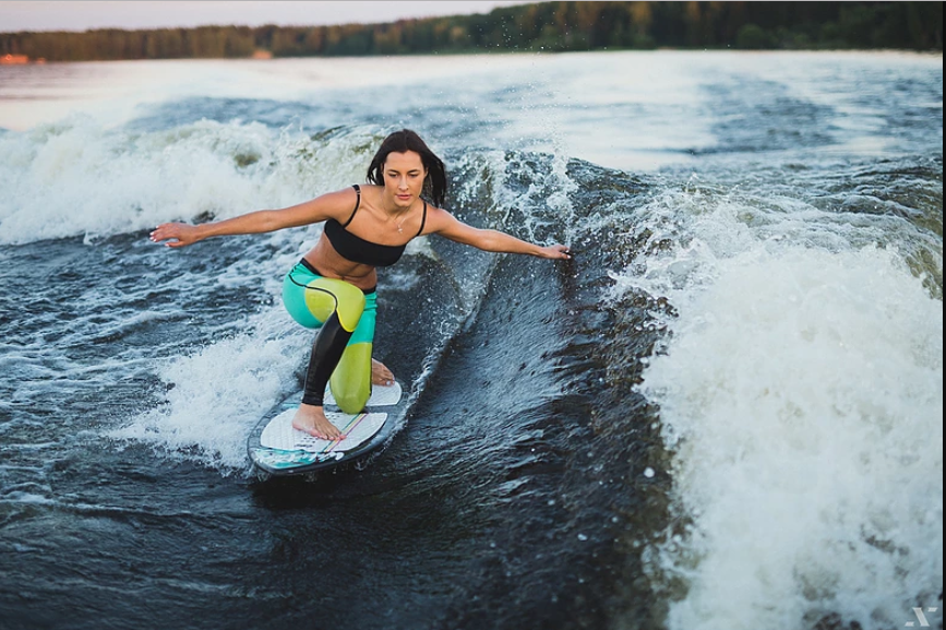 wakesurfing a girl